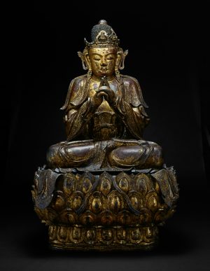 Seated Vairocana Buddha in bronze