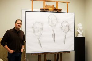 Scott Meyers with his sketch for Founders artwork