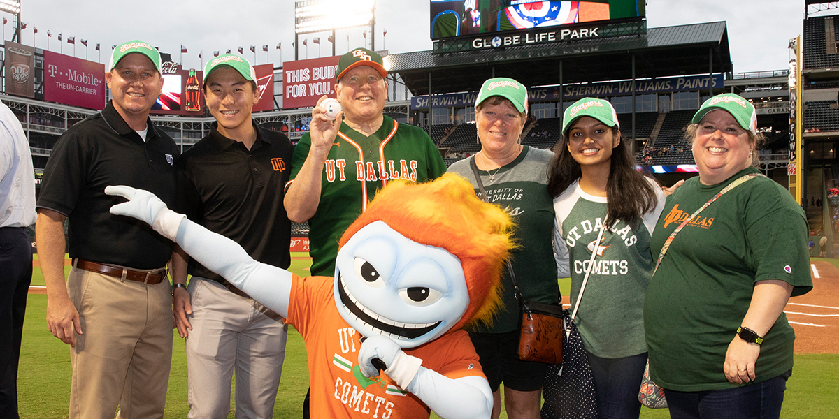 Staff, faculty and alumni at a Texas Rangers game