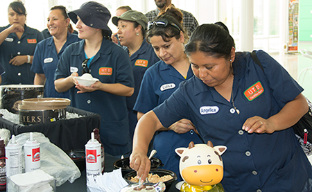 Lining up to donate and eat sundaes.